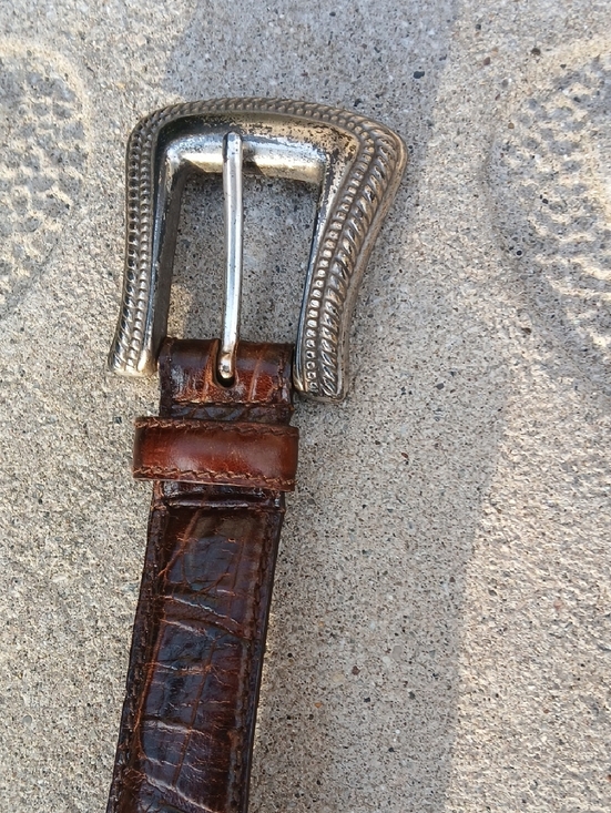 Fossil Leather Belt Womens Sz M Silver Buckle Brown Leather Sz M  28\